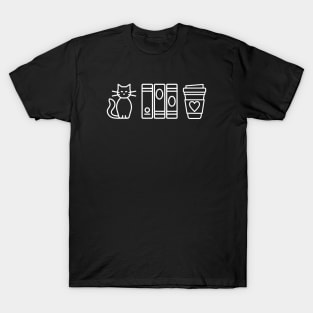 Cats, Books, & Coffee (White Print) T-Shirt